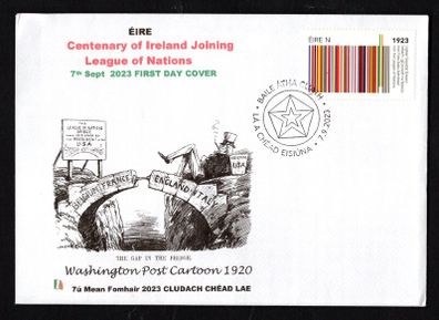 2023 Ireland Centenary of Ireland Joining League of Nations Commemorative Stamp PaddyAchill First Day Cover (FDC)