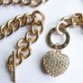 Guess Gold Tone Toggle Puffed Heart Charm Necklace Rhinestone Length 20" Image 10
