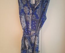 Blue and white tile print tunic