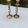Pair of Vintage brass barley twist candle sticks Image 2