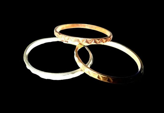 Vintage Hallmarked 9k Rose/White/Yellow Gold Rings