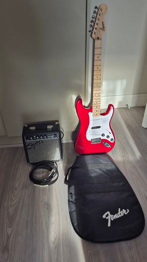 Squier stratocaster + amp and accessories