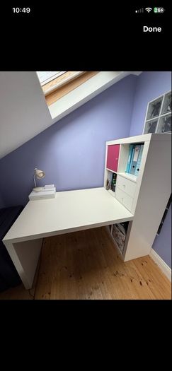 Attractive White Desk with Bookshelves attached