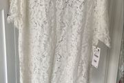 top Bnwt Zara lace tshirt top size small oversized ivory lace short sleeve top