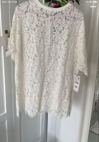 top Bnwt Zara lace tshirt top size small oversized ivory lace short sleeve top
