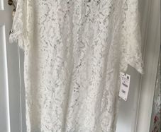 top Bnwt Zara lace tshirt top size small oversized ivory lace short sleeve top