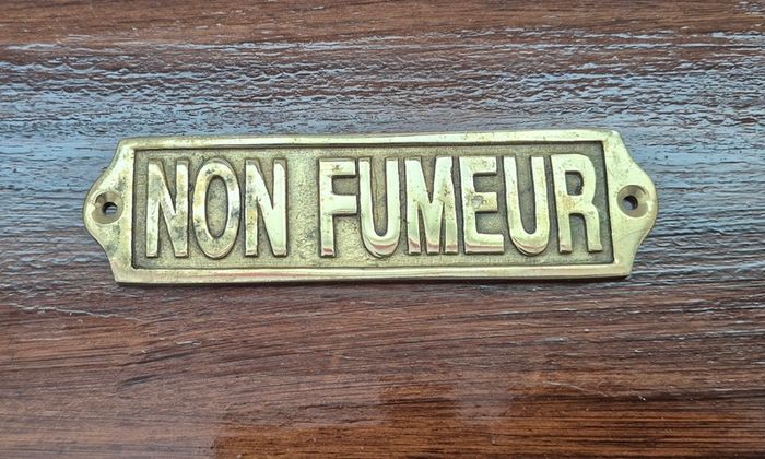 Vintage Brass French Boat Sign - "Non Fumeur