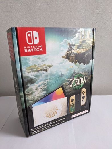 Zelda: Tears of the Kingdom OLED Nintendo Switch Console CIB + Official Breath of the Wild Switch Case + Mario Kart 8 Deluxe