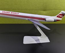 Trans World Airline 1:200 scale model airplane, MD-80 aircraft, Wings of Pride livery, made by Wooster