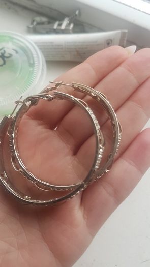 Silver look loop earrings  worn once