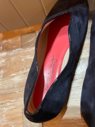 Flats shoes Pas De Rouge navy suede leather, red insole Size 38/5