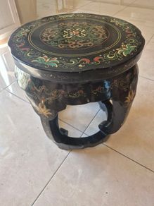 Chinese Black Lacquer Side Table
