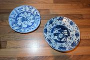 Antique Chinese blue and white dish, Ming dynasty, Wanli (1572-1620) and 18th Century Plate