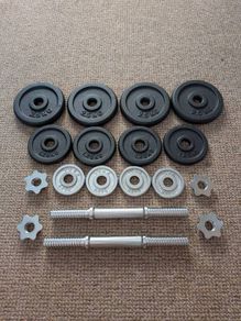 20kg Cast Iron Dumbbell Set Plus Bonus Extra Weight Plates