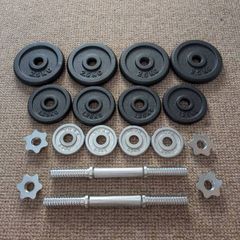 20kg Cast Iron Dumbbell Set Plus Bonus Extra Weight Plates