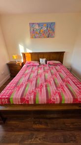 Super King Size (6 ft) Brown Pine Bed + Mattress
