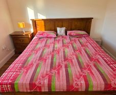 Super King Size (6 ft) Brown Pine Bed + Mattress