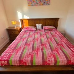 Super King Size (6 ft) Brown Pine Bed + Mattress