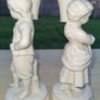 Belleek Pair of porcelain figurines Boy and Girl Basket Carriers / Water Carriers Image 2