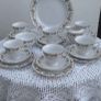Vintage 21pce Fine Porcelain Teaset Yellow Floral & Gold Trim. 1970s- 1980s Image 2