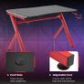 Gaming Desk with RGB LED Light, Cup Holder, Headphone Hook and Cable Management, Computer Table, Red Image 5