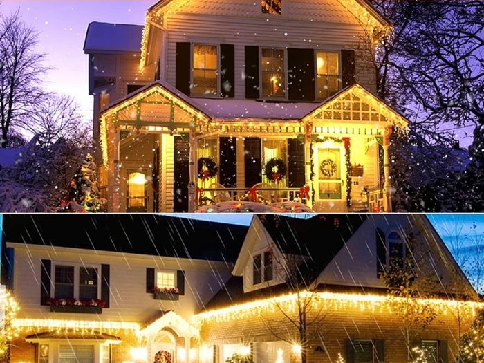 460 LEDs 17.5m/57Ft Icicle Outdoor Christmas Lights,Christmas Outdoor Lights Warm White with 8Modes Fairy Lights Plug in for Home/Window/Party (FREE POSTAGE)