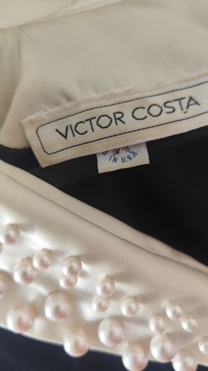 Victor Costa Designer Vintage Velvet Pearl Dress