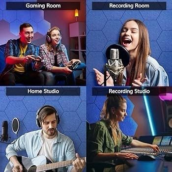 NEW SALE | 12 Pack Hexagon Acoustic Panels Self-adhesive, 30x26x0,9cm High Density Sound Proof Panels