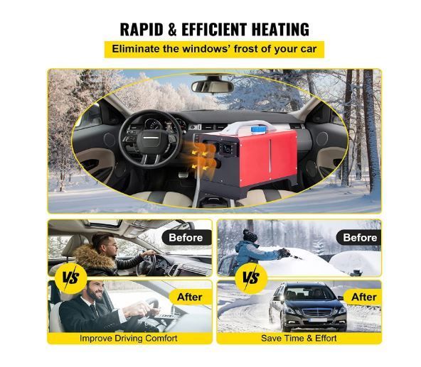 Diesel Air Heater LCD Switch,Remote Control,Silencer, Diesel Heater All in One parking heater with 4 air 8KW 12V outlets for cars, buses, RVs, trucks,