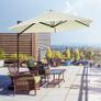 2.5M Garden Cantilever Parasol with 360 Rotation, Offset Roma Patio Umbrella Hanging Sun Shade Canopy Shelter with Cross Base, Beige Image 2