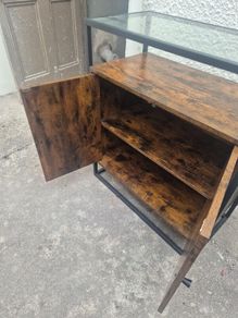 Industrial Style Sideboard with Glass Top