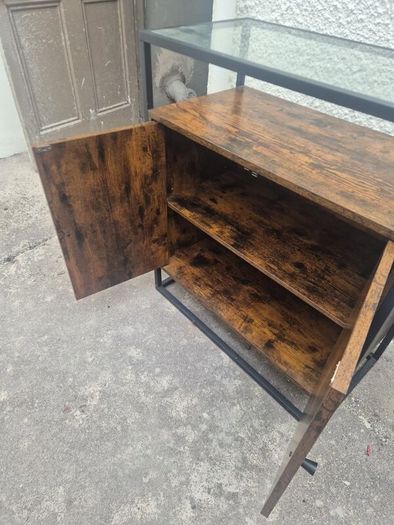 Industrial Style Sideboard with Glass Top