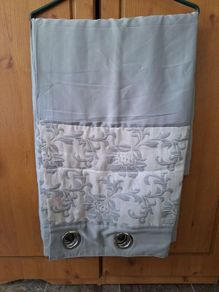 Lovely silky grey lined long curtains