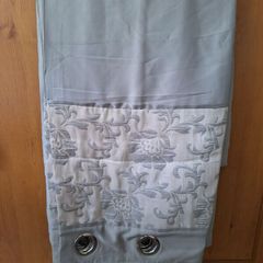 Lovely silky grey lined long curtains