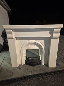 Wooden Fireplace &  Cast Iron Surround and
