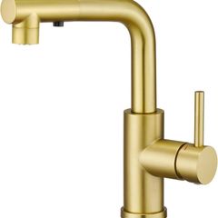 3 Function Sprayer Pull Out Kitchen Mixer Tap - 360 Swivel Single Handle Sink Tap for Bathroom or Kitchen - Gold
