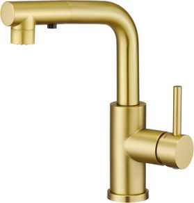 3 Function Sprayer Pull Out Kitchen Mixer Tap - 360 Swivel Single Handle Sink Tap for Bathroom or Kitchen - Gold