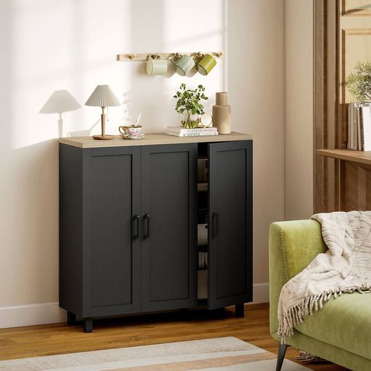 Sideboard Buffet Cabinet with 3 Doors and Adjustable Shelves