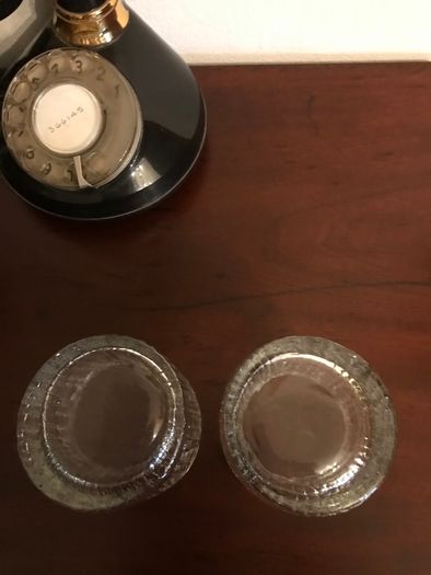 Two Vintage Bark Design White friers Whiskey Glasses