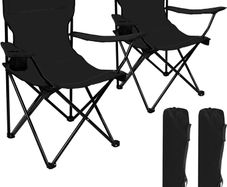 2Packs Lawn Chairs Portable Chair with Strap Bag Beach Chairs Folding Lightweight Sturdy Camping Chairs Beach Chairs with Beverage Holder Black