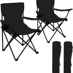 2Packs Lawn Chairs Portable Chair with Strap Bag Beach Chairs Folding Lightweight Sturdy Camping Chairs Beach Chairs with Beverage Holder Black
