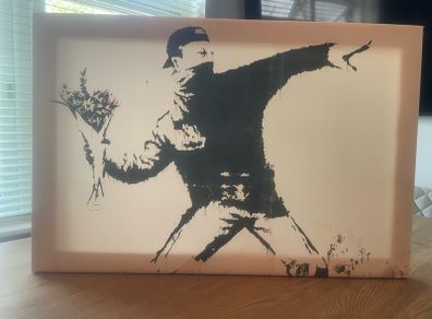 Banksy flower bomb canvas