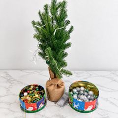 Pre Owned Tabletop Tree, Lights & Baubles Bundle