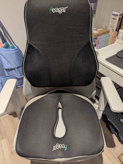 Feagar Seat Cushions for Office Chair - Orthopedic Ergonomic Memory Foam Coccyx Seat Sciatica Cushion and Feagar Lumbar Pillows Back Support Cushions Memory Foam Pillows for Car Seat Office Chair Home Sofa or Couch, Low Back Pillow Chair Cushions with Ext