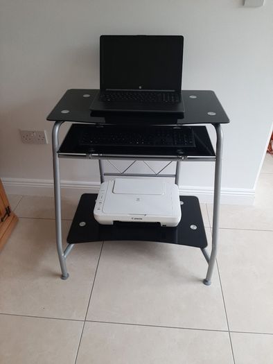 Black Glass Console Desk