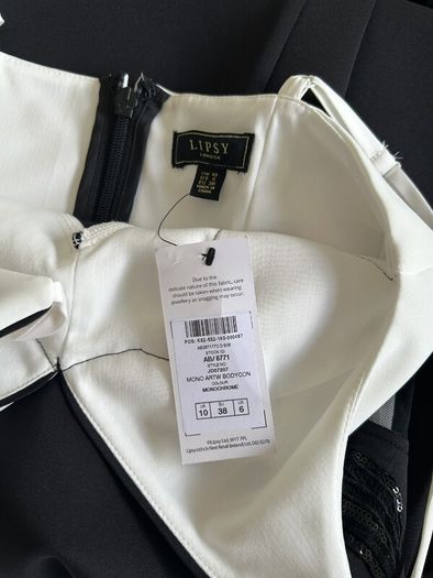 Brand New Stunning Ladies Black & White Dress from Lipsy Size UK 10 / EU 38