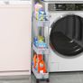 FREE EXPRESS SHIPPING 3 Tier Storage Trolley, Trolley On Wheels with Handle, Hook, Lock Wheels, Kitchen Storage Unit, Narrow Shelving Unit for Kitchen Bathroom Laundry Room, Slide Out Bathroom Storage, Grey Image 2