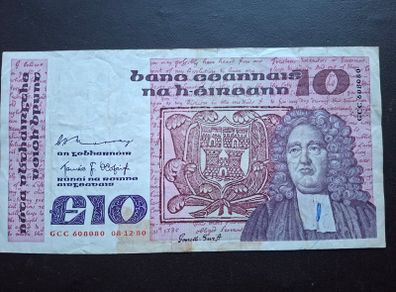 The Central Bank of Ireland. B Series 10 Pounds (1980)