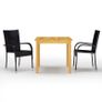 3 Piece Garden Dining Set Black Image 2