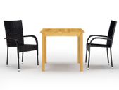 3 Piece Garden Dining Set Black
